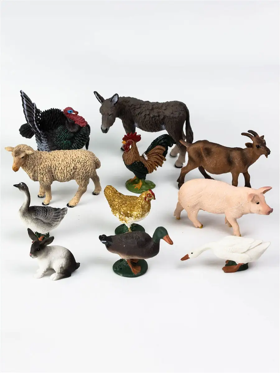 Набор фигурок KONIK «Животные фермы: козёл, свинья, осёл, корова»