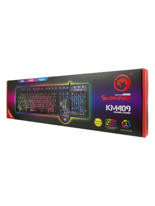 Marvo Комплект клавиатура и мышь игровые проводные с подсветкой, синий, фото 8