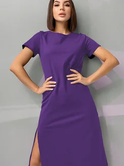 Платье футболка однотонное с разрезами HappyFox 19133911 купить за 849 ₽ в интернет-магазине Wildberries