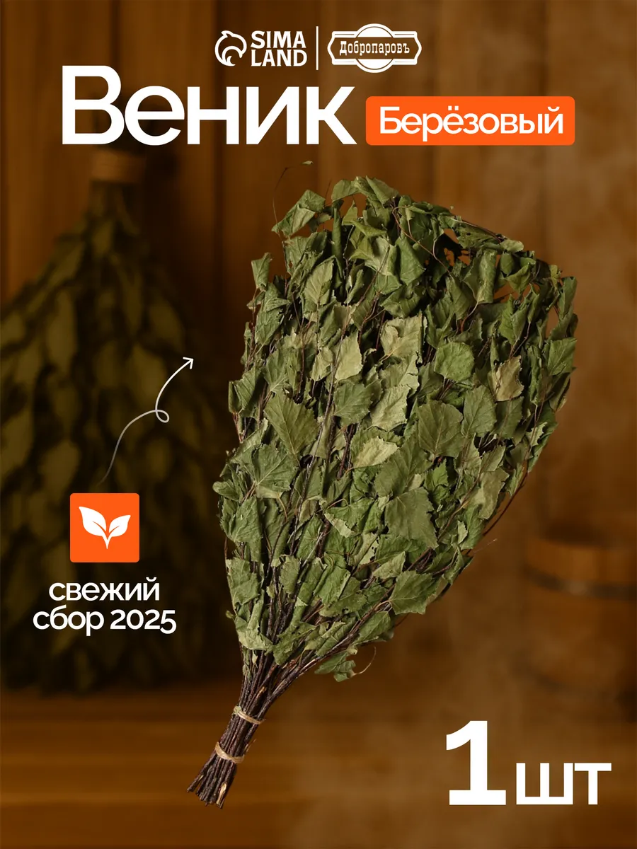 Веник для бани берёзовый в упаковке