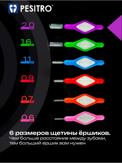 Pesitro Ершики для брекетов 12шт набор 2 шт, 6 шт, фото 4
