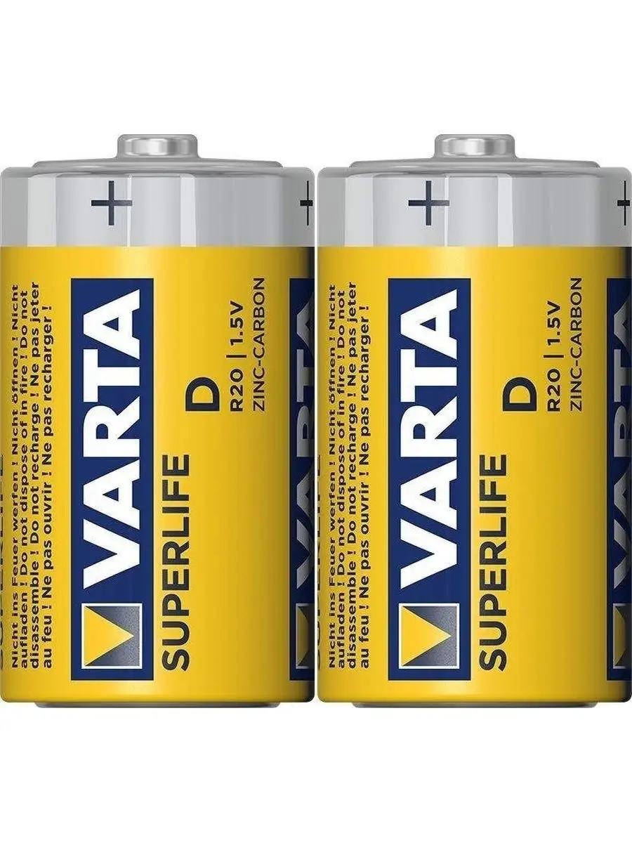 Батарейка R20 D Varta SUPERLIFE Shrink 2 Heavy Duty 1.5V - 2 шт. VARTA  19158003 купить в интернет-магазине Wildberries