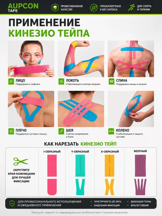AUPCON Кинезио тейп для лица и тела 5см*5м, 5 м, фото 3