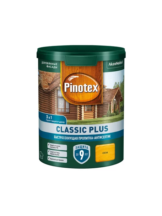 Pinotex Декор. пропитка Classic Plus 3 в 1 сосна 0,9 л, 900 мл, фото 2