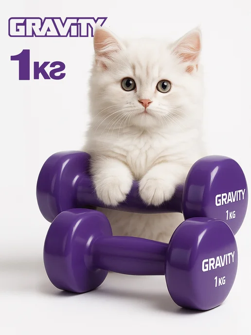 Gravity Виниловые гантели круглые, 1кг, пара, 1 кг
