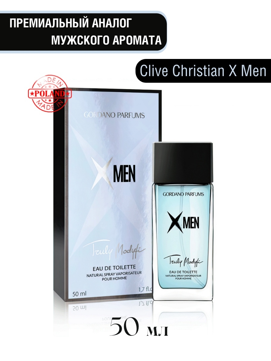 Вода туалетная для мужчин Xmen 234 (копия Clive Christian X Men) 50 мл,  ПОЛЬША Gordano Parfums 19198603 купить в интернет-магазине Wildberries