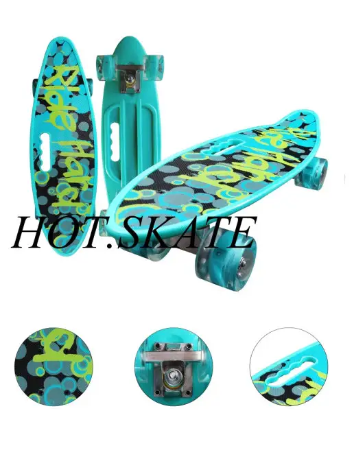 HOT.SKATE 23'' Пенниборд Скейтборд Круизер Светящиеся колеса, голубой, фото 2