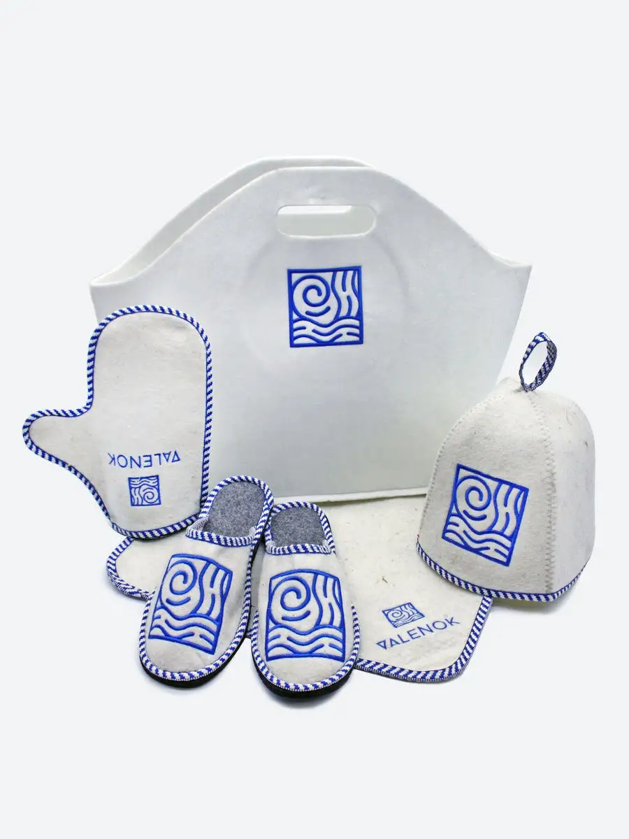 Набор с вышивкой VALENOK BIG WHITE, 5 пр., с сумкой,  войлок