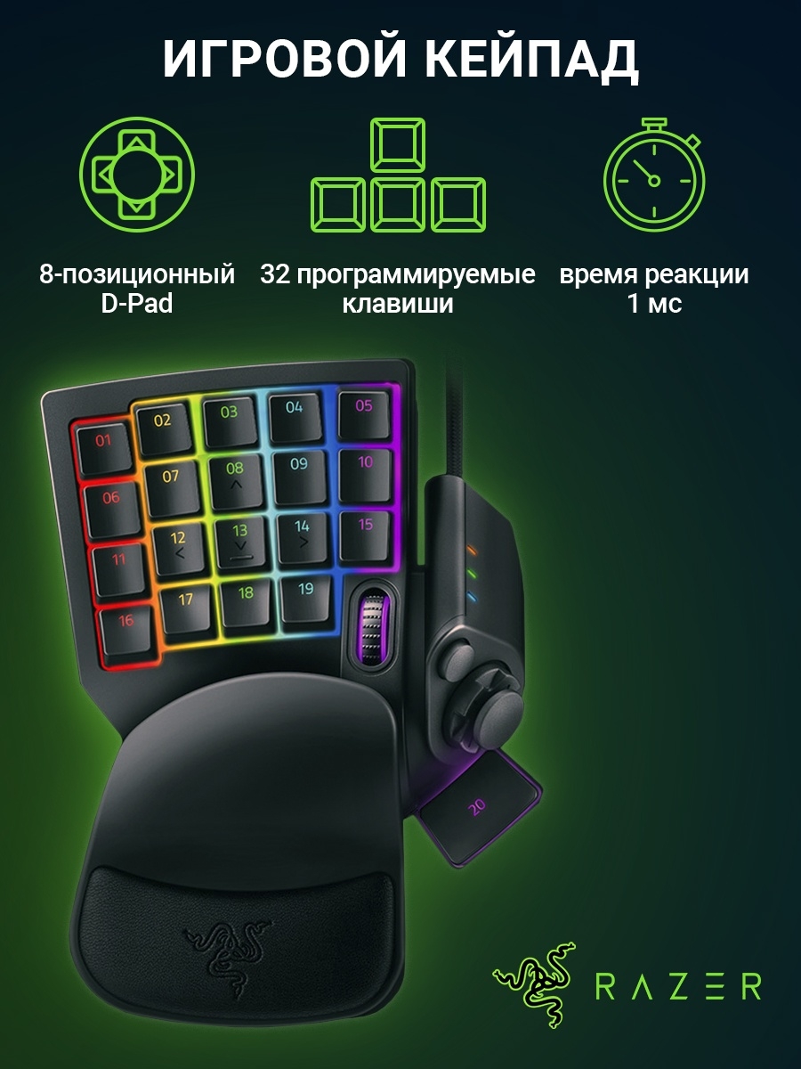 Игровой кейпад / Кейп геймерский/ Игровая мини клавиатура Razer Tartarus V2  Razer 19309340 купить в интернет-магазине Wildberries