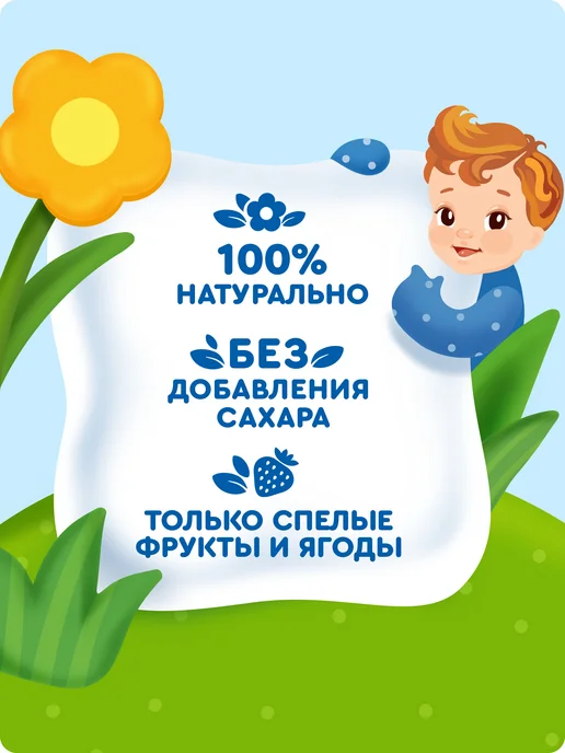 Агуша Пюре фруктовое Яблоко-Банан-Клубника-Киви с 8 мес 90г, 10шт, 90 г, 10 шт, фото 3