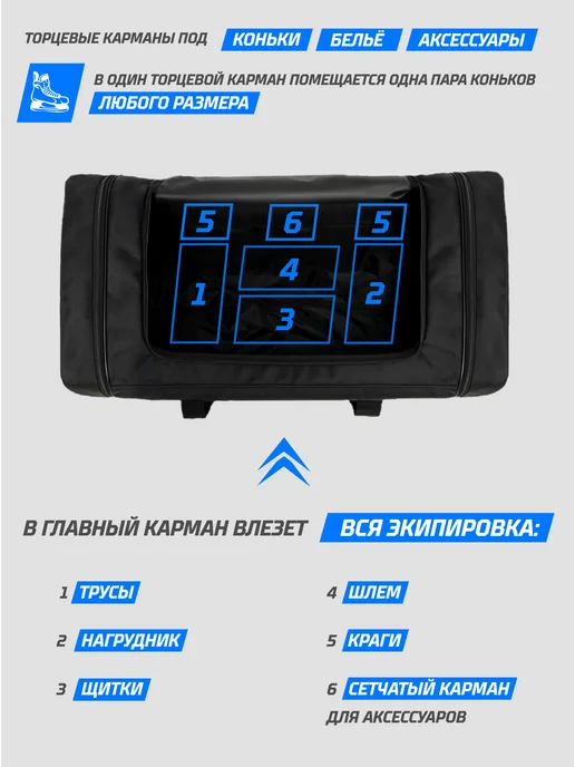 VITOKIN Баул хоккейный с боковыми карманами взрослый 159л, 159 л, фото 8