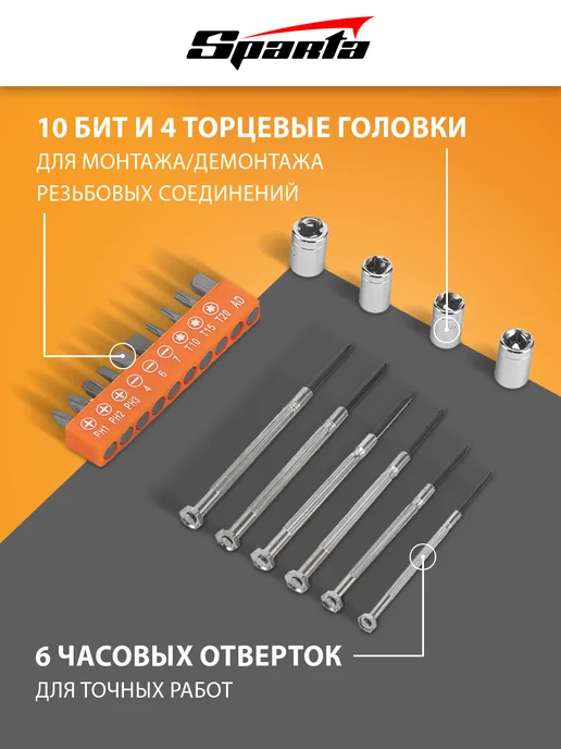SPARTA Набор инструментов слесарно-монтажный, 25 пр, 13534, черный, фото 3