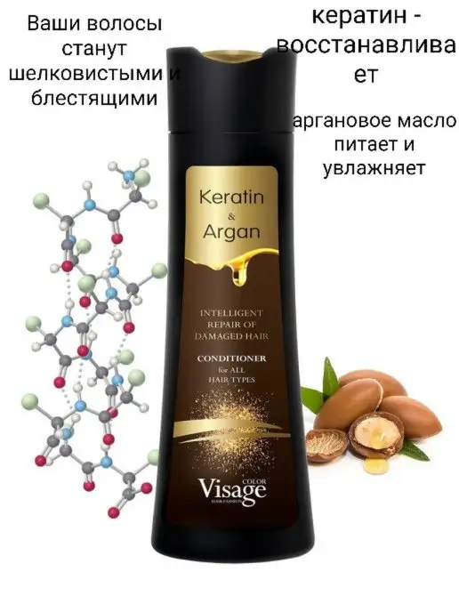 VISAGE Color Hair Fashion Кондиционер кератиновый, коллаген для волос, 250мл, 250 мл, фото 4