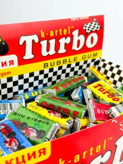 k-artel Жевательная резинка Turbo из 90-х, со вкладышами блок 100шт, 100 шт, фото 6