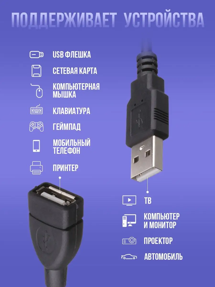 Удлинитель usb для ноутбука 1,5 метра AMFOX 19373592 купить за 231 ₽ в  интернет-магазине Wildberries