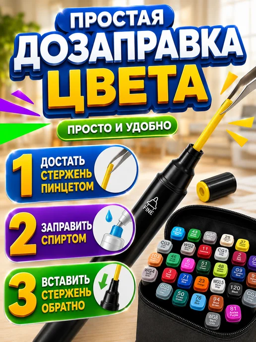 Фломастеры для скетчинга Фломастеры двухсторонние для скетчинга 60 цветов, 80 цв., фото 2