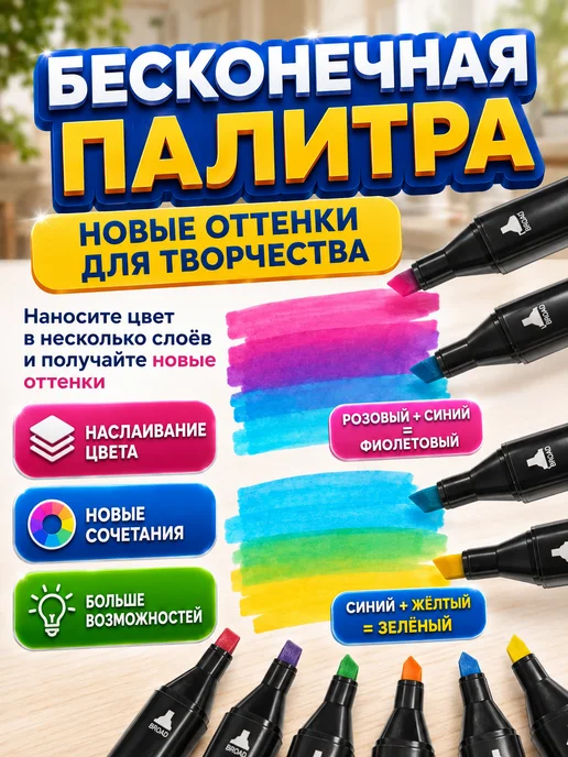 Фломастеры для скетчинга Фломастеры двухсторонние для скетчинга 60 цветов, 80 цв., фото 3