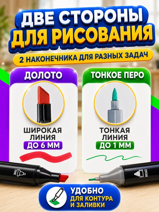 Фломастеры для скетчинга Фломастеры двухсторонние для скетчинга 60 цветов, 80 цв., фото 5