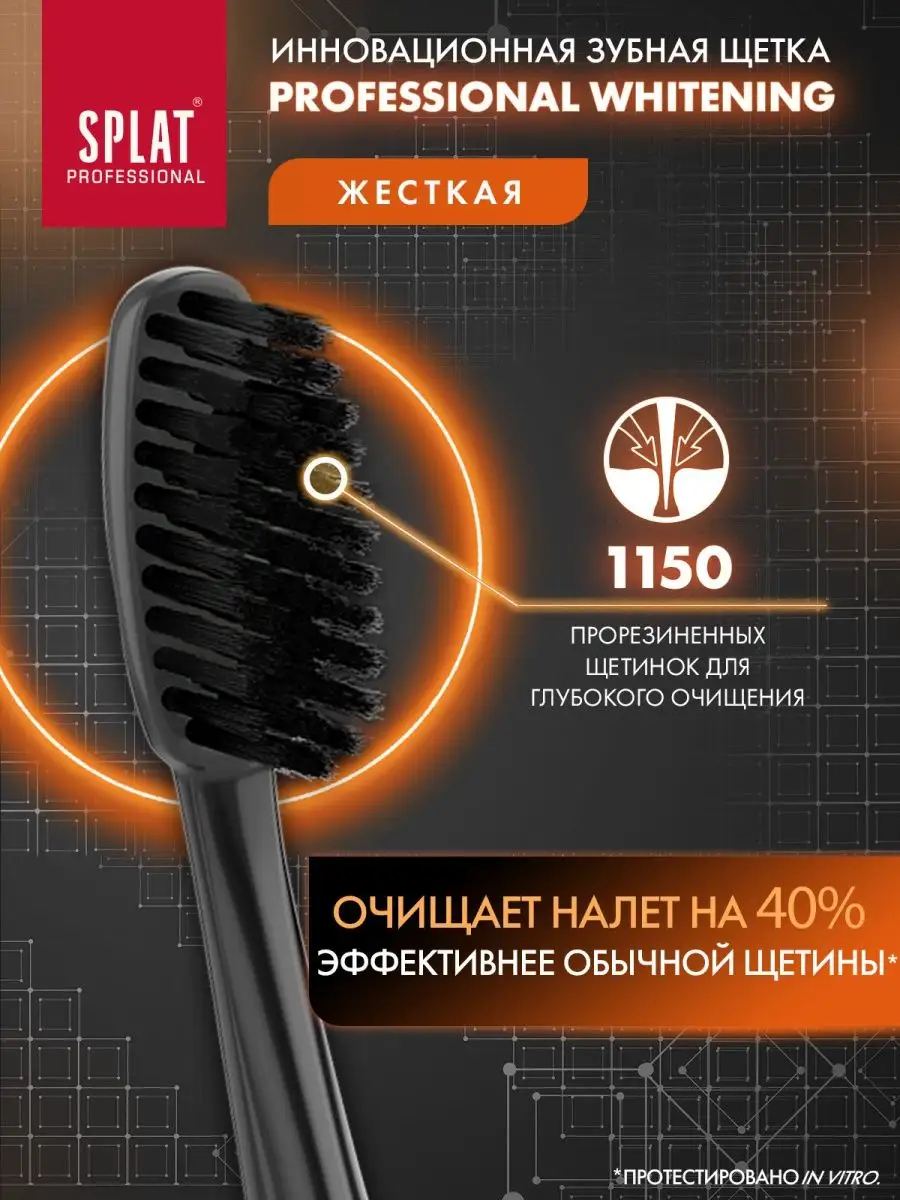 Зубная щетка жесткая WHITENING для отбеливания, набор 2 шт SPLAT 19550942  купить за 348 ₽ в интернет-магазине Wildberries