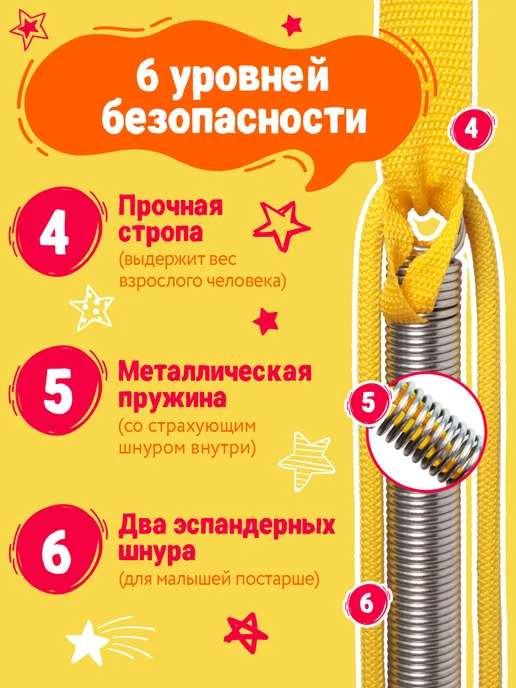 Спортбэби Прыгунки 5в1 подарок. Развивающие подвесные, желтый, фото 4
