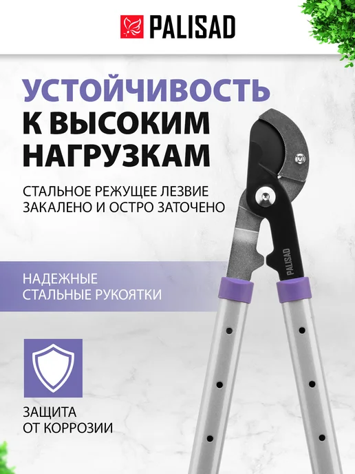 PALISAD Сучкорез садовый телескопический 540-705мм, наковальня 60596, серый, фото 2