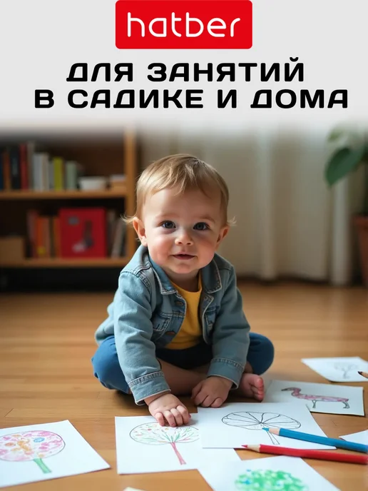 Hatber Карандаши цветные толстые мягкие для рисования 12 штук, синий, фото 7