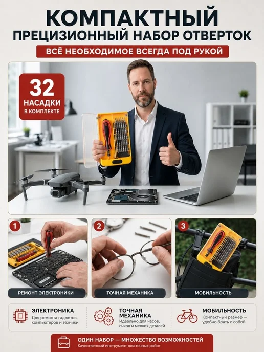 MINISO Life Набор отверток с битами для дома, телефона и точных работ, вариант, фото 2