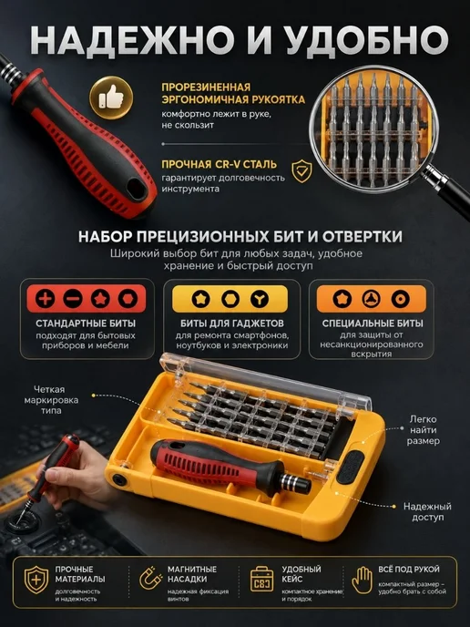 MINISO Life Набор отверток с битами для дома, телефона и точных работ, вариант, фото 4