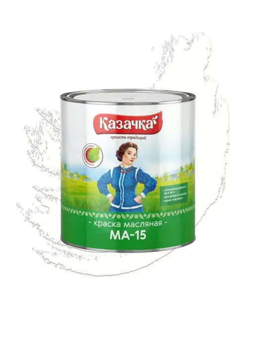 Казачка Краска масляная МА-15 зеленая 2,8 кг, 1,9 кг