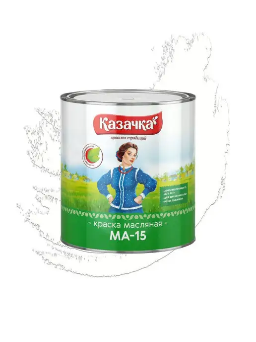 Казачка Краска масляная МА-15 зеленая 2,8 кг, 1,9 кг, фото 2