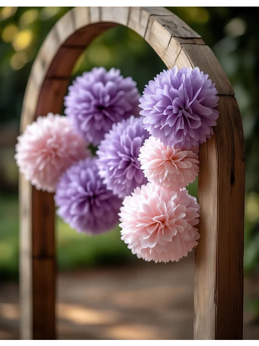 Happy poms Бумажные помпоны для праздника 35 см 25 см, набор 8 шт, 8 шт, фото 3