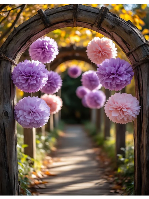 Happy poms Бумажные помпоны для праздника 35 см 25 см, набор 8 шт, 8 шт, фото 4