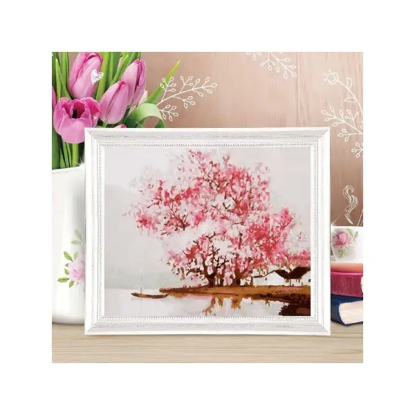 Роспись по холсту "Сакура" по номерам с красками по3 мл+ кисти+инстр-я+крепеж 30*40