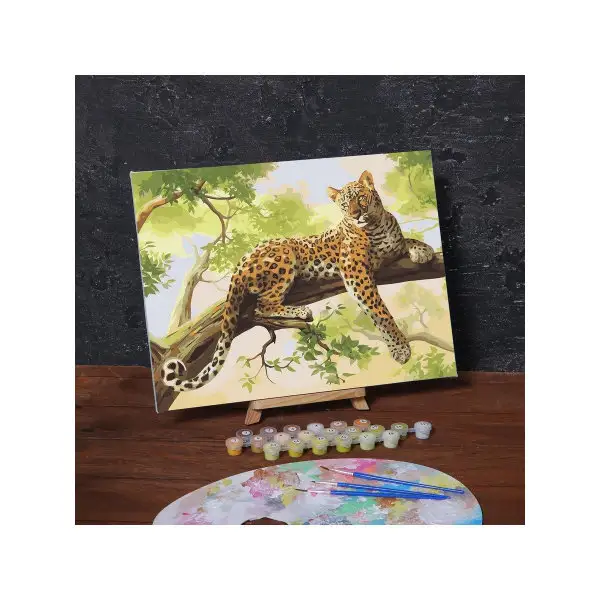 Картина по номерам на холсте с подрамником "Леопард", 40х30