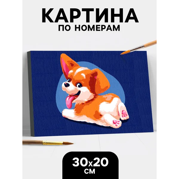 Картина по номерам для детей Малыш Корги 20х30 см