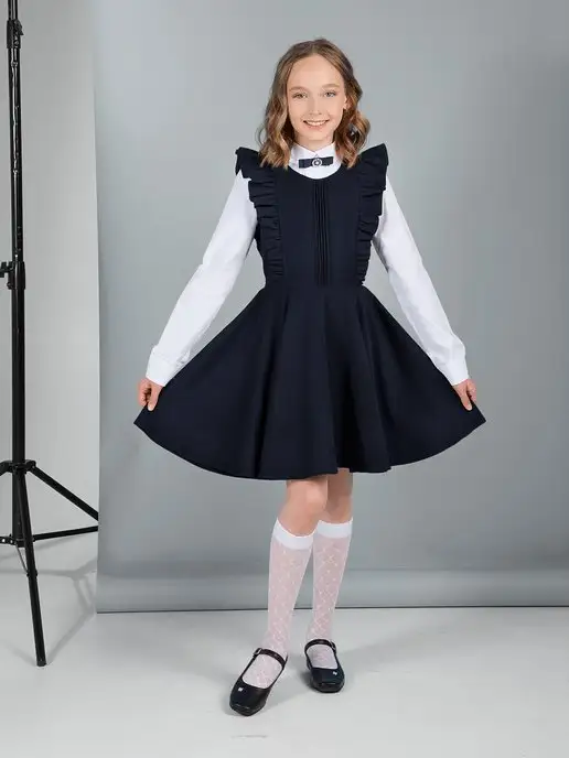 SENS FASHION Сарафан школьный нарядный, синий, фото 3