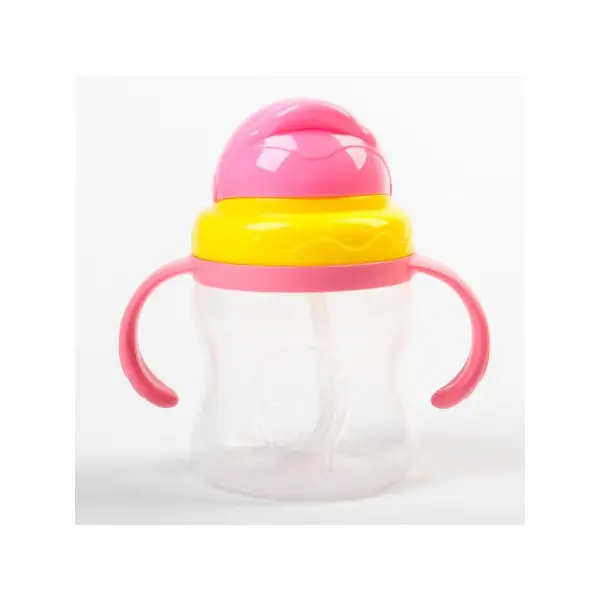 Поильник с силиконовой трубочкой, 250 мл, цвет розовый