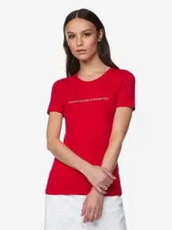 Футболка однотонная с круглым вырезом United Colors of Benetton 19938113 купить за 1 758 ₽ в интернет-магазине Wildberries