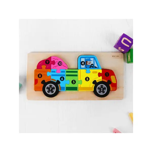 Пазлы по цифрам объёмные "Машина", развивающая
