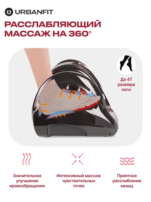 Urbanfit Массажер для ног электрический прокатный, черный, фото 7