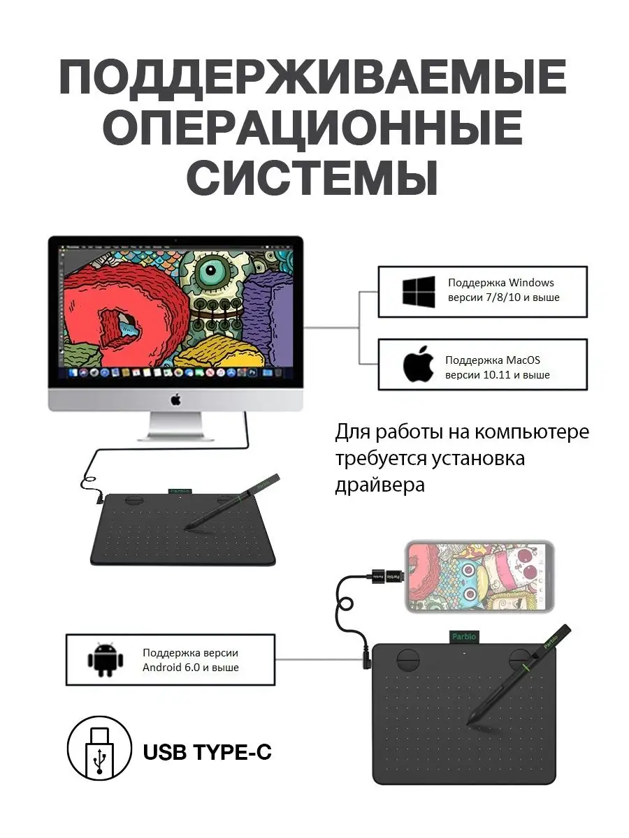 Графический планшет для рисования для детей Parblo 20829204 купить за 3 168  ₽ в интернет-магазине Wildberries