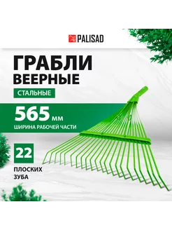 Грабли веерные стальные, 565 мм, 22 зуба 617015 PALISAD 20833722 купить за 608 ₽ в интернет-магазине Wildberries