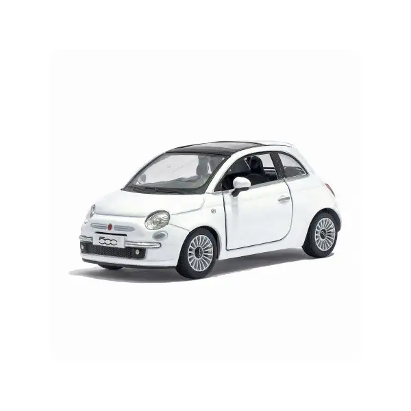 Машина металлическая Fiat 500, 1:28, открываются двери, инерция, цвет белый