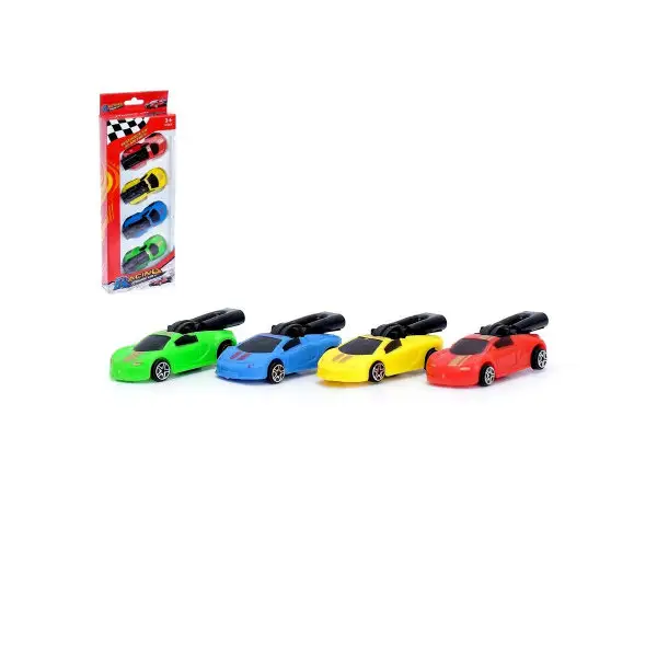 Машинка- игрушка "Турбо", работает от силы воздуха, набор 4