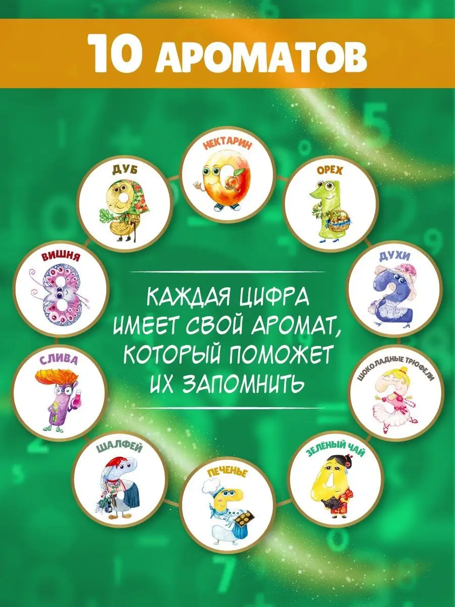 Развивающие карточки для детей Ароматные цифры 10 ароматов SCENTBOOK  20843418 купить за 597 ₽ в интернет-магазине Wildberries