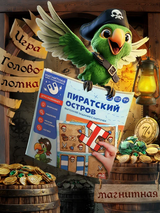 ЛАС ИГРАС Настольная игра для детей головоломка Пиратский остров, синий, фото 2