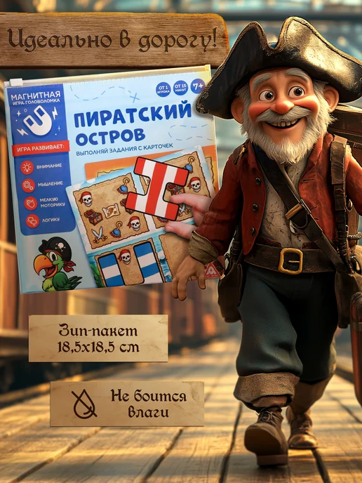 ЛАС ИГРАС Настольная игра для детей головоломка Пиратский остров, синий, фото 6