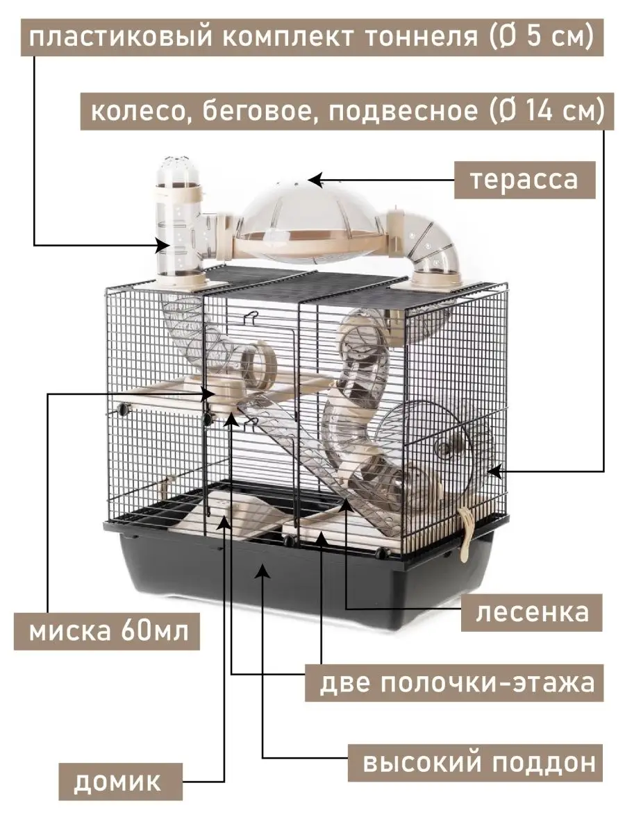 Клетка для хомяка большая, двухэтажная Inter-Zoo 20874347 купить за 5 927 ₽  в интернет-магазине Wildberries