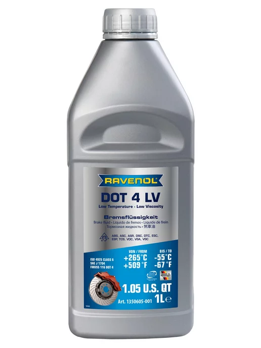 RAVENOL Тормозная жидкость DOT 4 LV, 1 литр