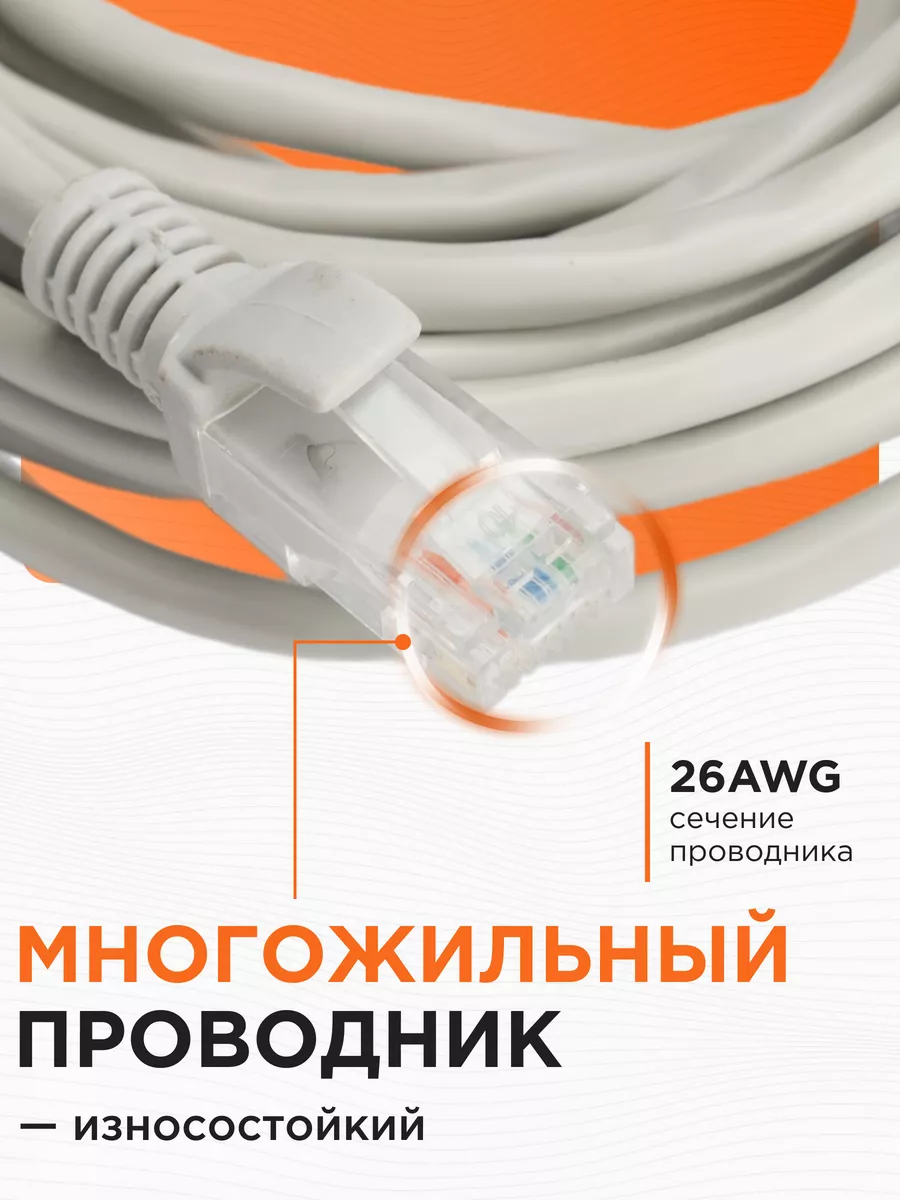 Интернет кабель 20м, коннектор rj45, cat 5e, UTP патчкорд Cablexpert  20888131 купить за 506 ₽ в интернет-магазине Wildberries